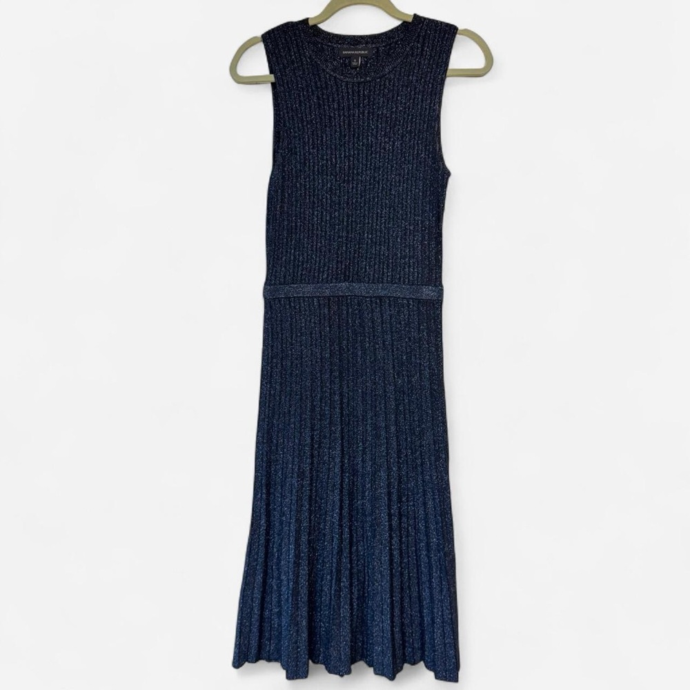 Banana Republic Lustro Metallic Sweater Dress in Navy - Picture 2 of 7